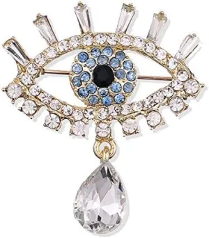 ROFARSO Lucky Charm Evil Eye with Tears Aojo Brooch Pin for Women Fully-Jewelled with Rhinestone Crystal for Wedding Party Prom Gift Accessories for Shawl Scarf Buckle Sweater Cardigan