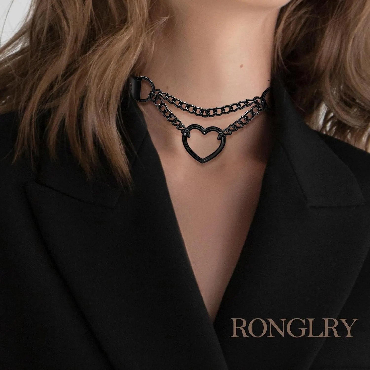 Ronglry Black Velvet Choker Necklace for Women - Adjustable Layered Goth Chokers for Party, Cosplay & Gift
