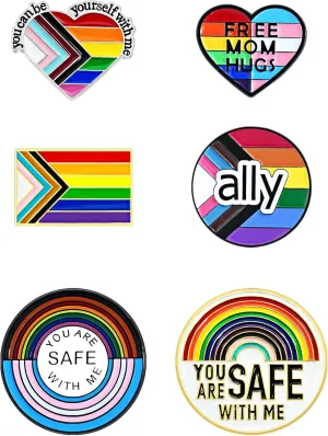 Ronglry Pride Rainbow LGBTQ Pins - Bulk Pride Flag Lapel Pins & Brooches for Clothes, Bags, Hats & Accessories