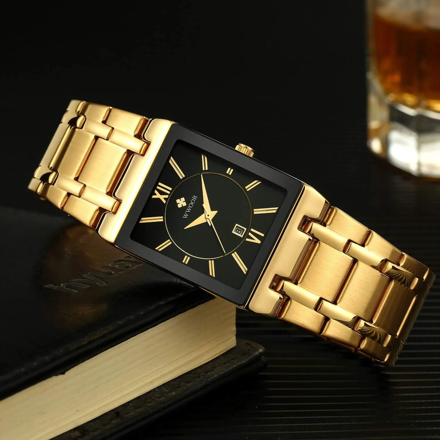 RORIOS Classic Men Watch Analog Quartz Watches Square Dia Stainless Steel Band Business Men's Wristwatch with Date Multifunction Man Watch
