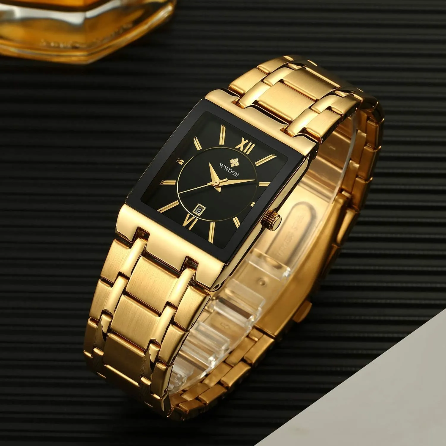 RORIOS Classic Men Watch Analog Quartz Watches Square Dia Stainless Steel Band Business Men's Wristwatch with Date Multifunction Man Watch