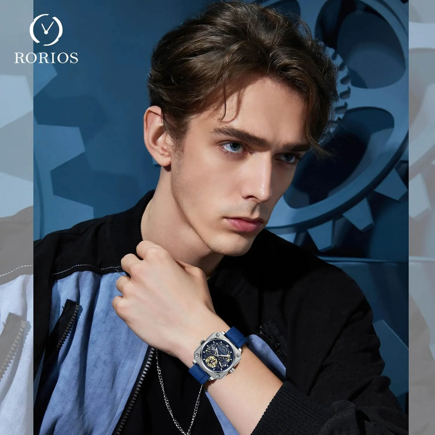 RORIOS Men's Self-Winding Wristwatch Automatic Mechanical Minimalist Skeleton Watch Casual Fashion Watches for Men
