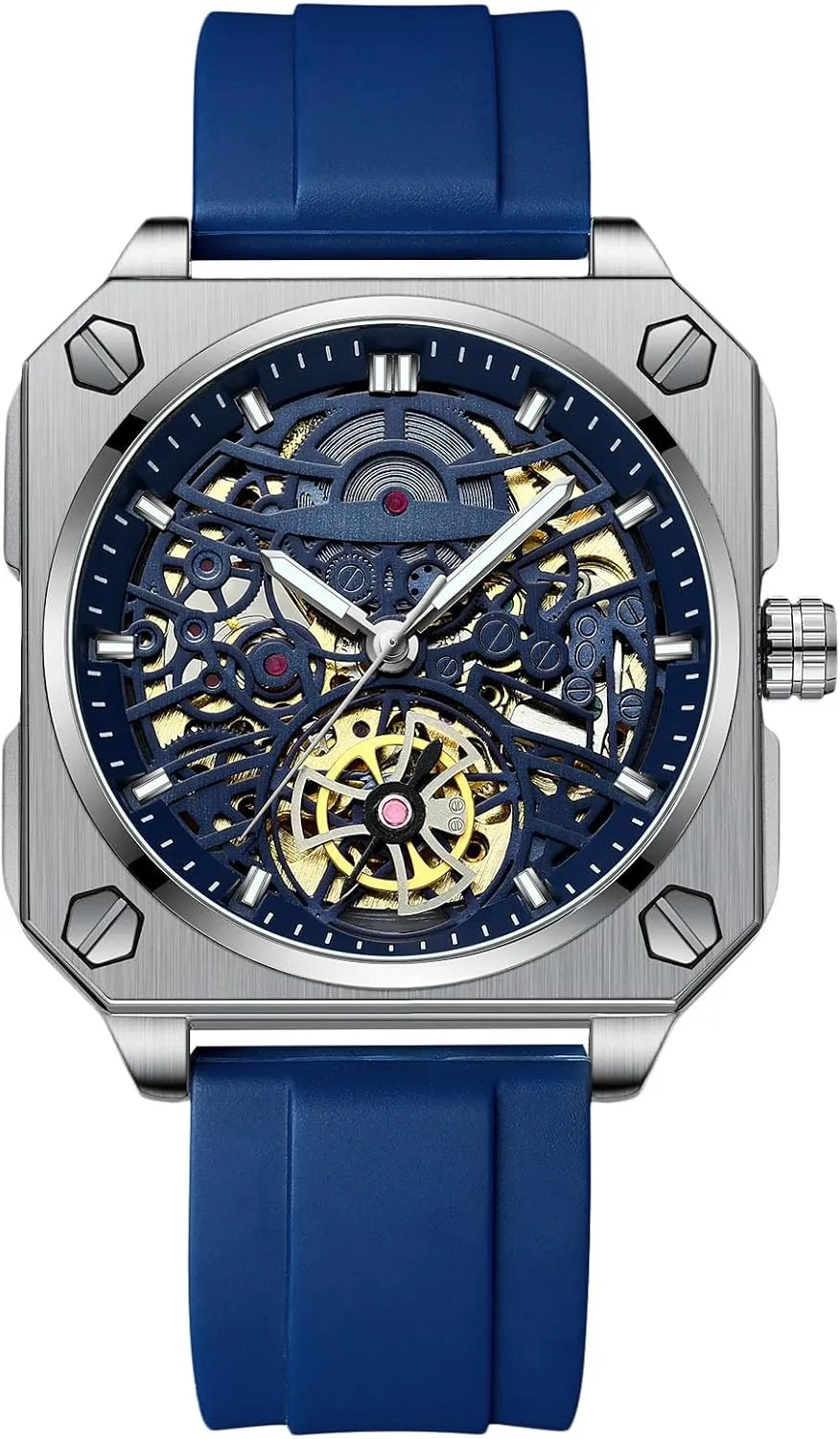 RORIOS Men's Self-Winding Wristwatch Automatic Mechanical Minimalist Skeleton Watch Casual Fashion Watches for Men