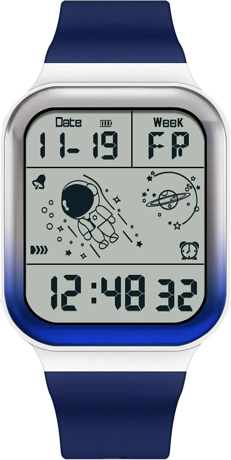 RORIOS Men's Watch Square Electronic Wristwatch Multifunctional Digital 50M Waterproof Watches Utral Large HD Display for Rubber Strap