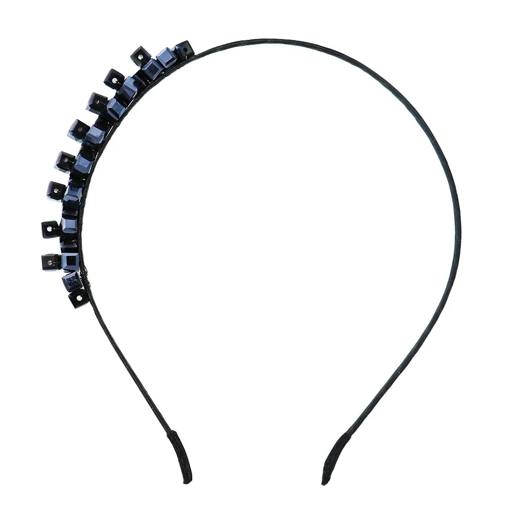 Rosemarie Collections Women's Square Pattern Twinkle Statement Headband (Black)