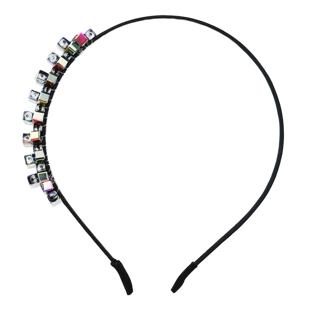Rosemarie Collections Women's Square Pattern Twinkle Statement Headband (Multi Color)