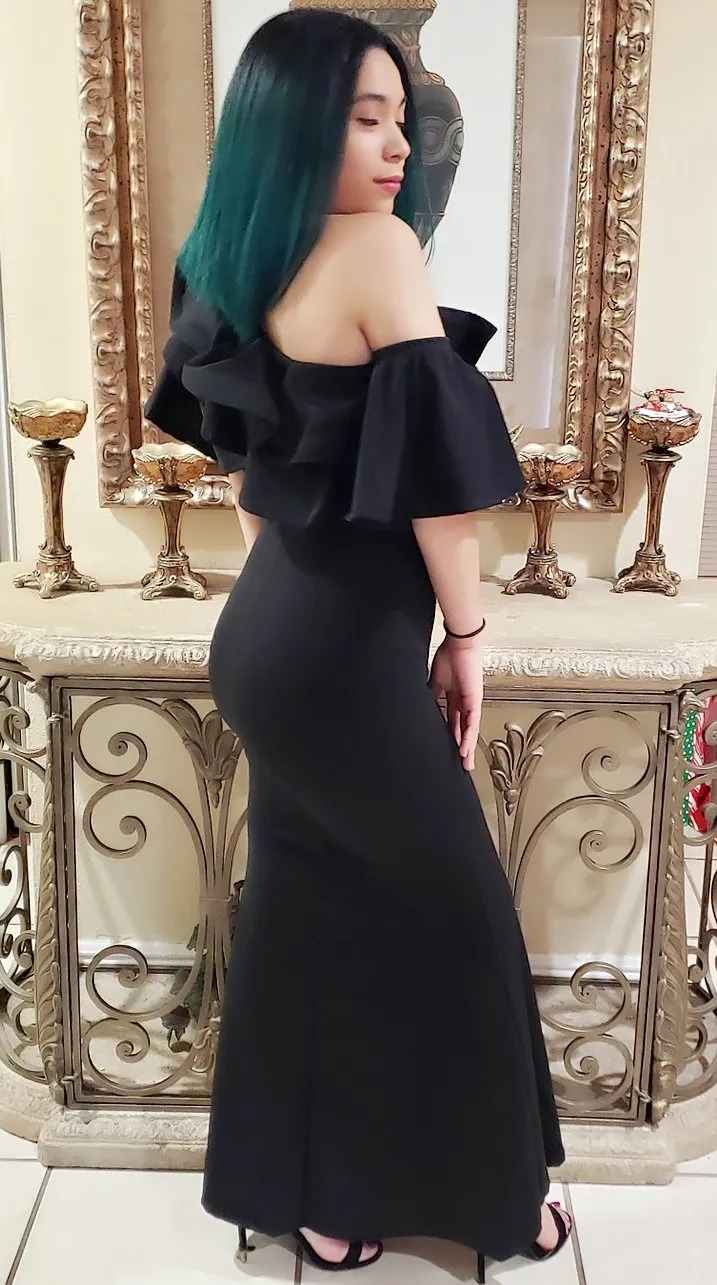 Ruffle off the shoulder dress