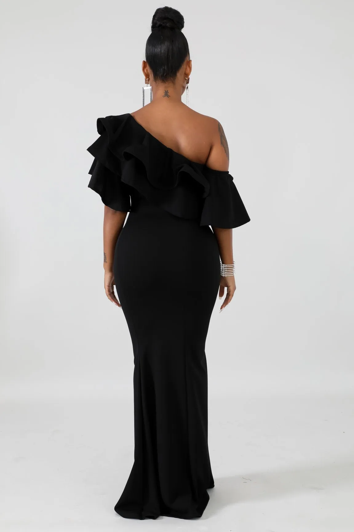 Ruffle off the shoulder dress