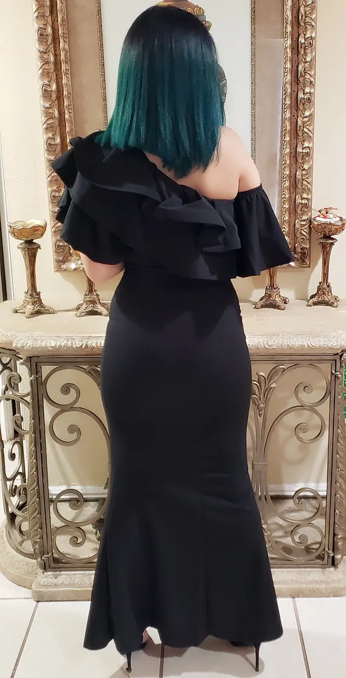 Ruffle off the shoulder dress