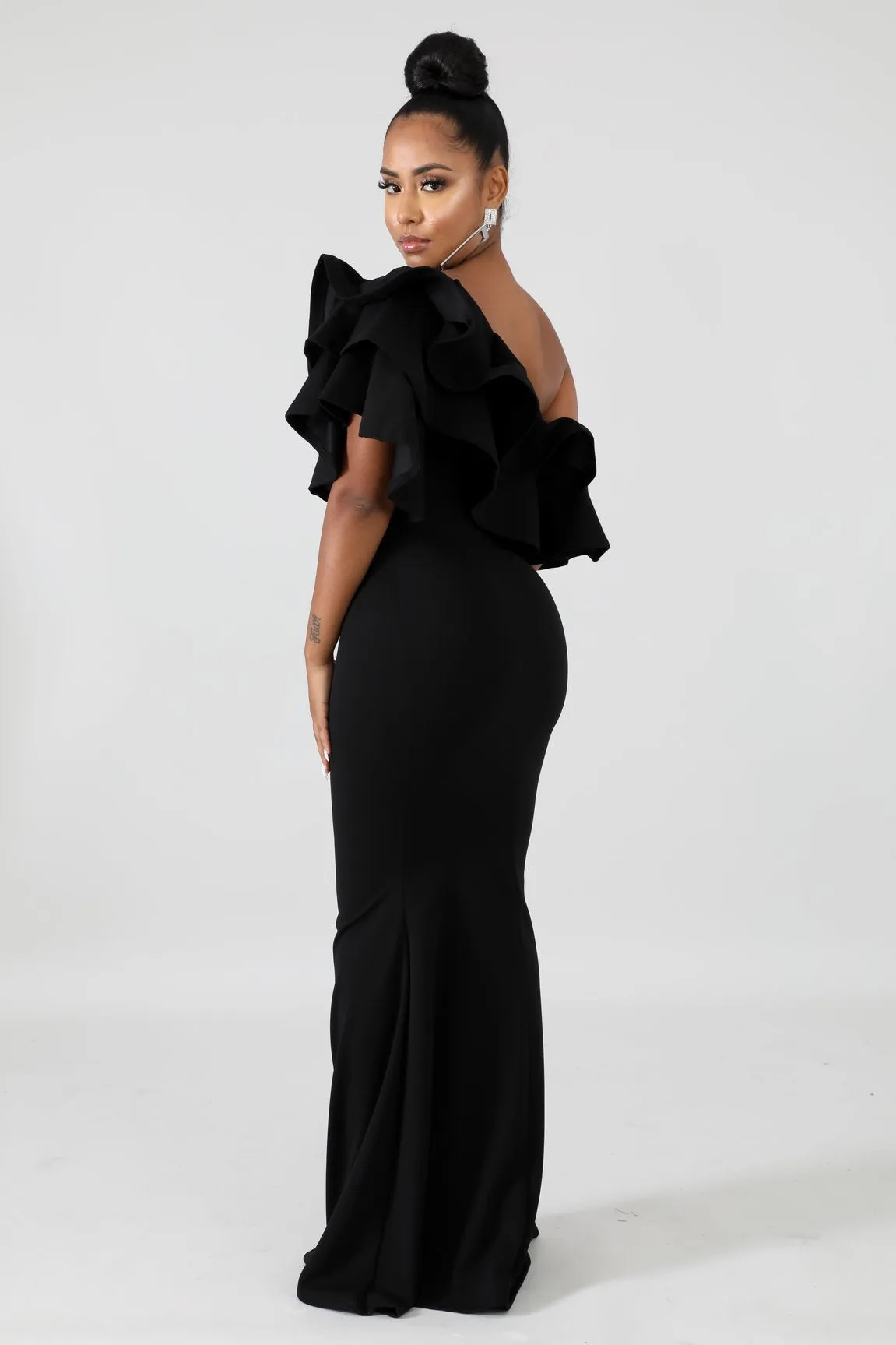 Ruffle off the shoulder dress
