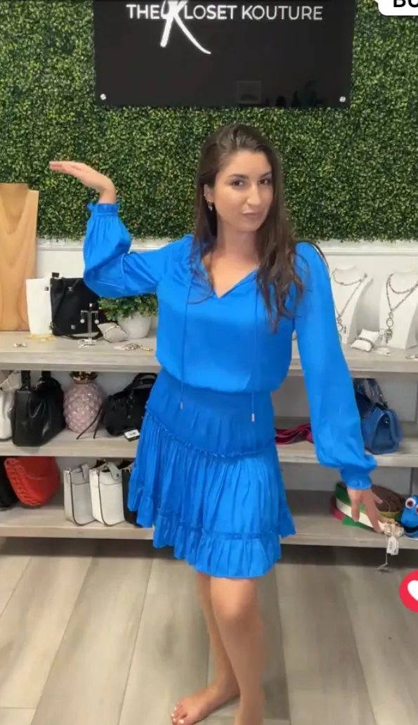 Ruffled Blue Mini Dress