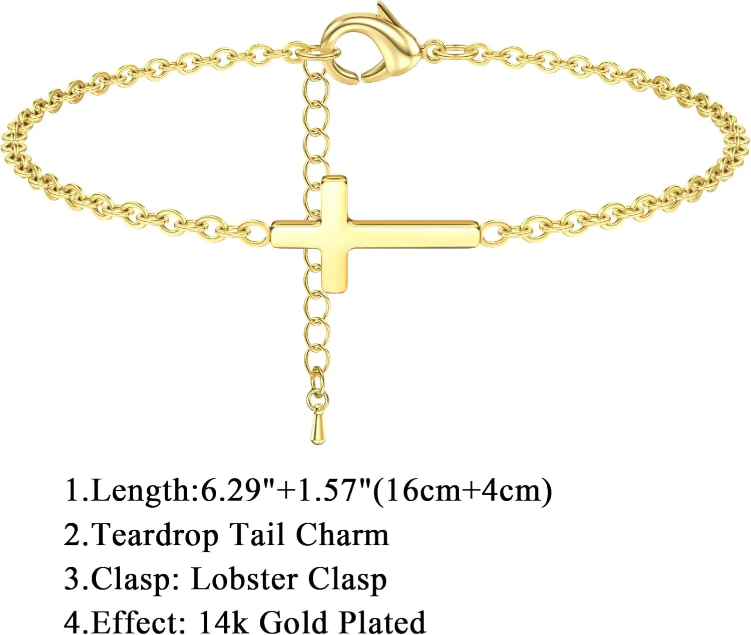 Sanfenly Gold Bracelets for Women Non Tarnish Dainty 14K Gold Plated Stainless Steel Evil Eye Beaded Pearl Cubic Zirconia Simulated Diamond Cross Turquoise Charm Bracelets Trendy Adjustable Paper Clip Link Chain Waterproof Bracelets