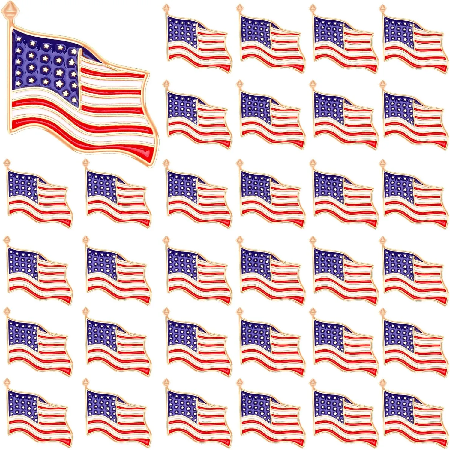 SANNIX 60Pcs American Flag Pins, Enamel Patriotic Lapel Pins USA Flag Badge Pins Waving Flag Brooch Pin for Independence Veteran Memorial Day 4th of July Decorations