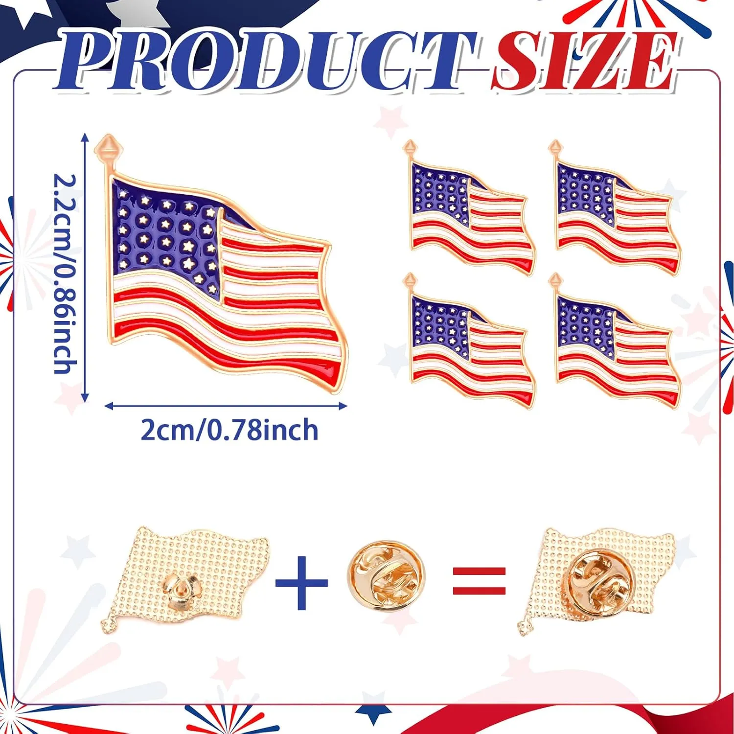 SANNIX 60Pcs American Flag Pins, Enamel Patriotic Lapel Pins USA Flag Badge Pins Waving Flag Brooch Pin for Independence Veteran Memorial Day 4th of July Decorations
