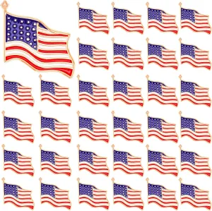 SANNIX 60Pcs American Flag Pins, Enamel Patriotic Lapel Pins USA Flag Badge Pins Waving Flag Brooch Pin for Independence Veteran Memorial Day 4th of July Decorations