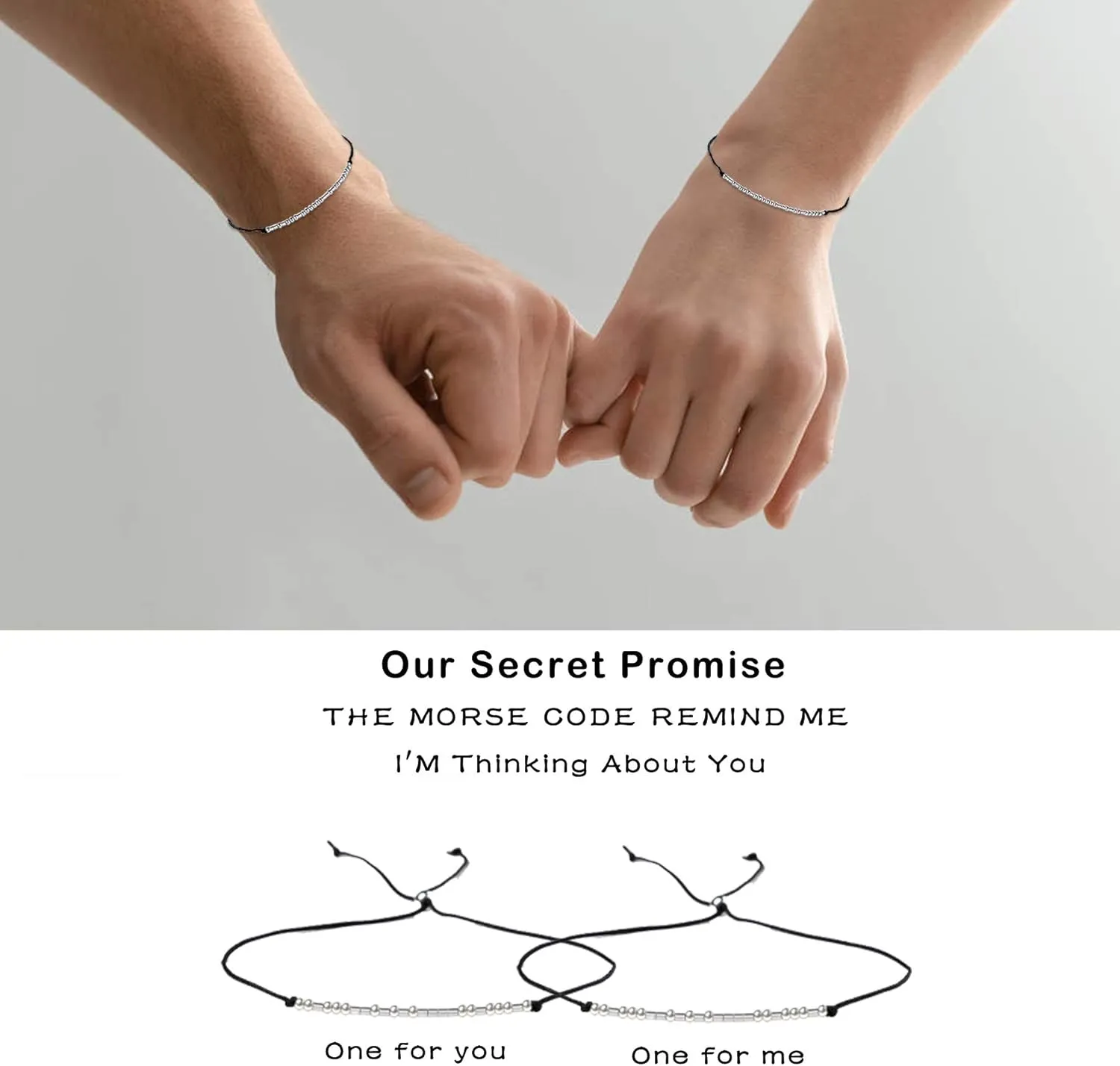 SANNYRA Morse Code Bracelet, Best Friend Matching Gifts for 2 Couples, My Person Bestie Sister I Love You Secret Message Friendship Handmade Adjustable Jewelry for Women