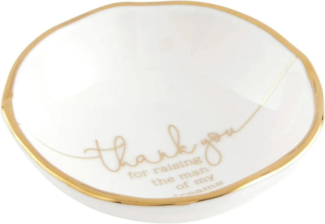 Santa Barbara Design Studio Creative Brands Wedding Collection Ceramic Jewelry Dish, 3.25-Inch, Thank You