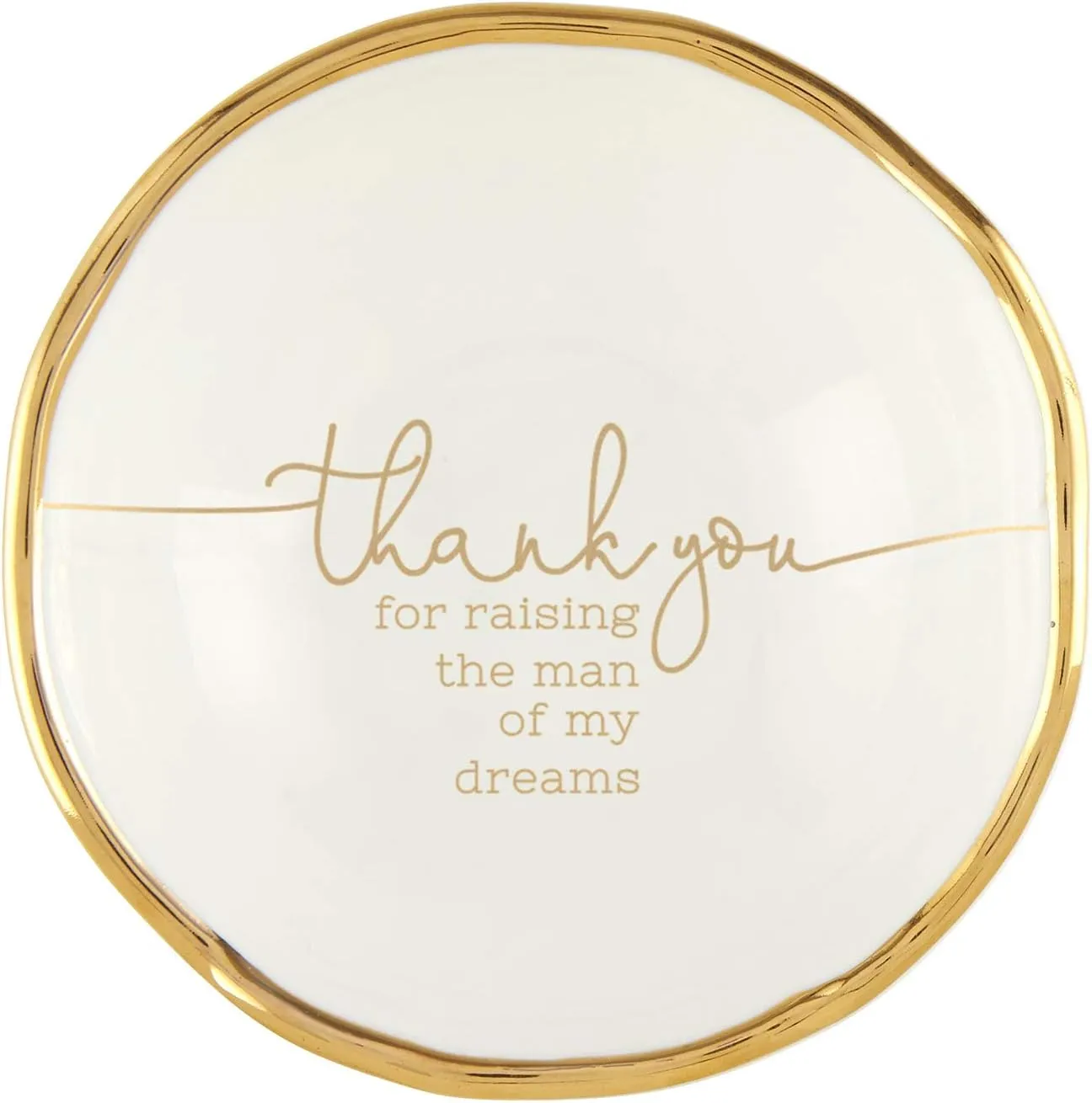 Santa Barbara Design Studio Creative Brands Wedding Collection Ceramic Jewelry Dish, 3.25-Inch, Thank You