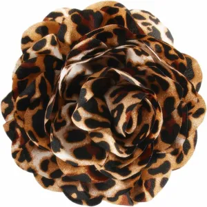 Satin Fabric Leopard Rose Flower Large Brooch Pins Handmade Elegant Extra Big Camellia Silk Flowers Floral Lapel Pin for Women Wedding Bridal Prom Party Dance Dress Suit Clothes Accessories