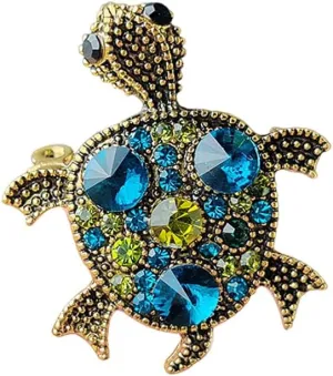 Sea Turtle Rhinestone Brooch Pin for Women Girls Crystal Colorful CZ Ocean Animal Golden Plated Pins Clip Lapel Shirt Dress Jacket Badge Brooches Pins Cute Jewelry Gifts Birthday