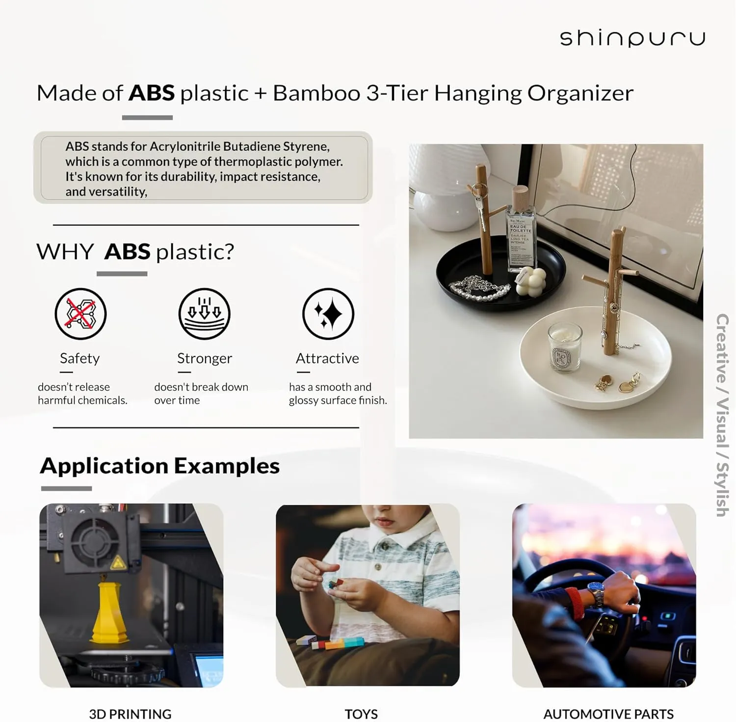 Shinpuru Key Tray & Key Bowl, Jewelry Tray with Wood 3-Tier Hanging Organizer  Multi-Functional Entryway Dish, Perfect for Ring Holder, Jewelry Dish (Black Round)