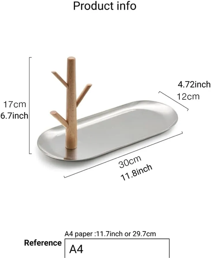 Shinpuru Key Tray & Key Bowl, Jewelry Tray with Wood 3-Tier Hanging Organizer - Multi-Functional Entryway Tray, Perfect for Key Dish, Ring Holder(Upgraded Version)(Silver Oval)