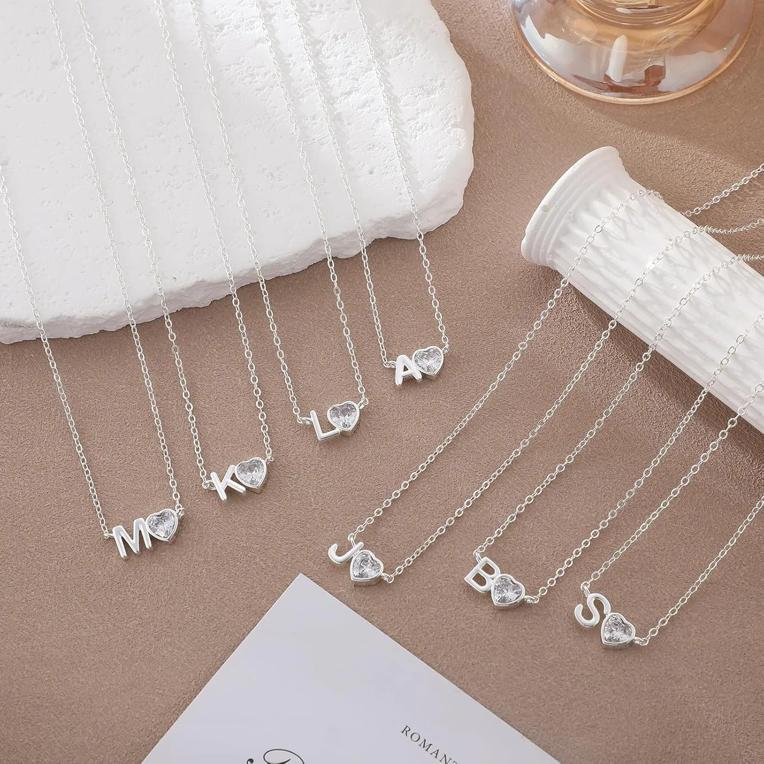 Silver Necklace for Women-Initial Necklaces Initial A-Z Pendant Necklace Trendy Simple Necklace Cute Charm Chain Necklace Personalized Custom Necklaces Jewelry Gift for Women