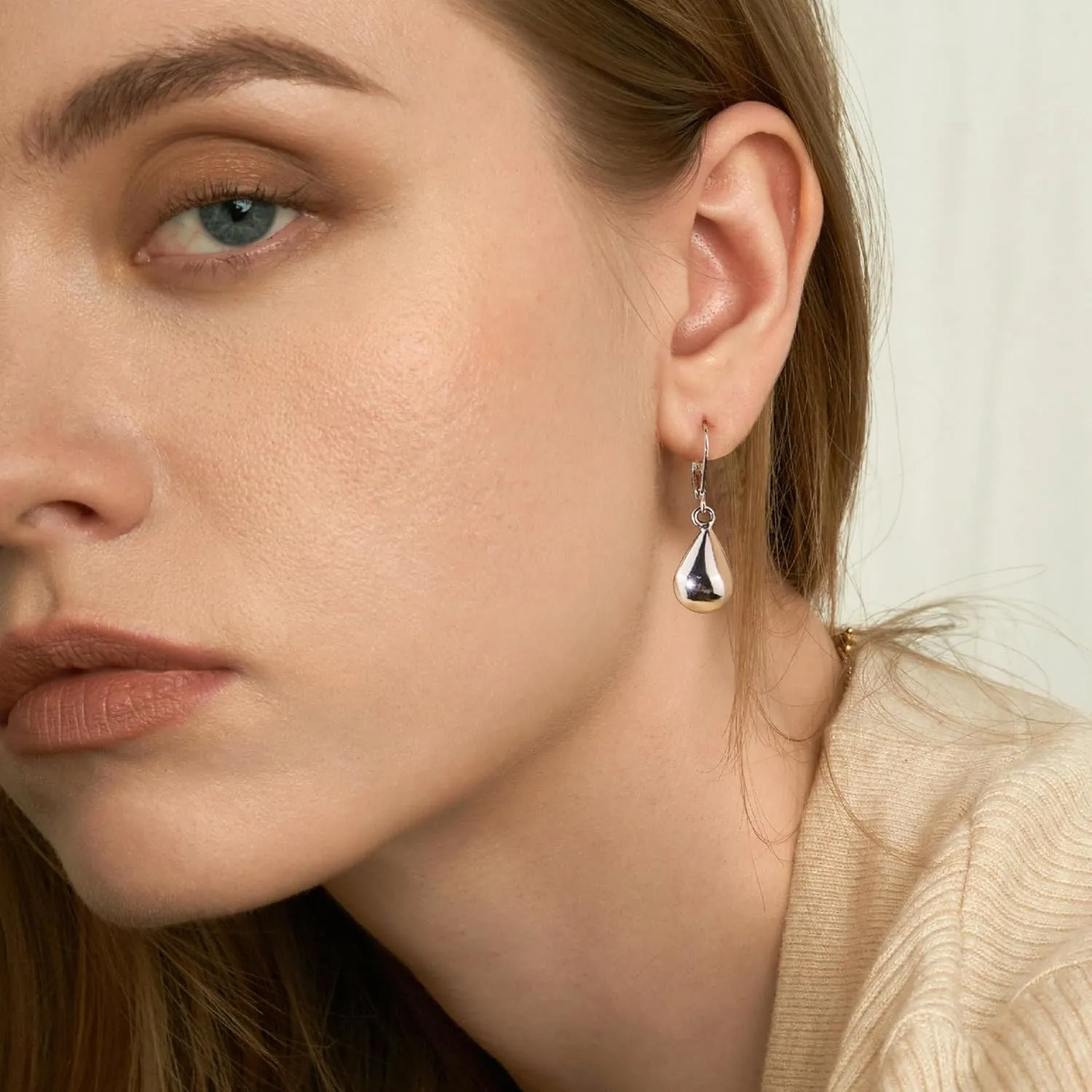 Silver/Gold Teardrop Earrings for Women,Sterling Silver Waterdrop Tear Drop Dangle Earrings Hypoallergenic, Teardrop Leverback Dangle Earring Jewelry