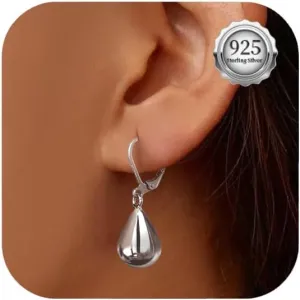 Silver/Gold Teardrop Earrings for Women,Sterling Silver Waterdrop Tear Drop Dangle Earrings Hypoallergenic, Teardrop Leverback Dangle Earring Jewelry
