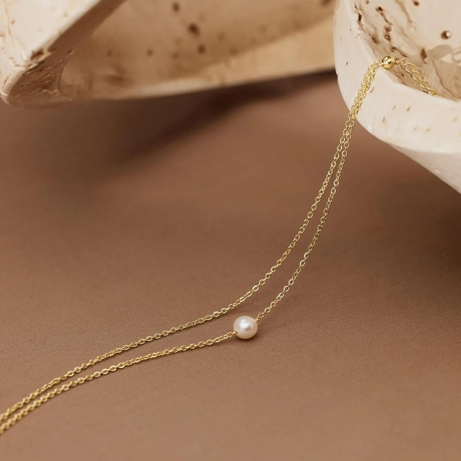 SLOONG Gold Bracelets for Women Trendy, 14K Real Gold Plated Dainty Stackable Pearl Snake Chain CZ Heart Pendant Bracelets, Layered Waterproof Jewelry Gift for Women Adjustable 6" 2"