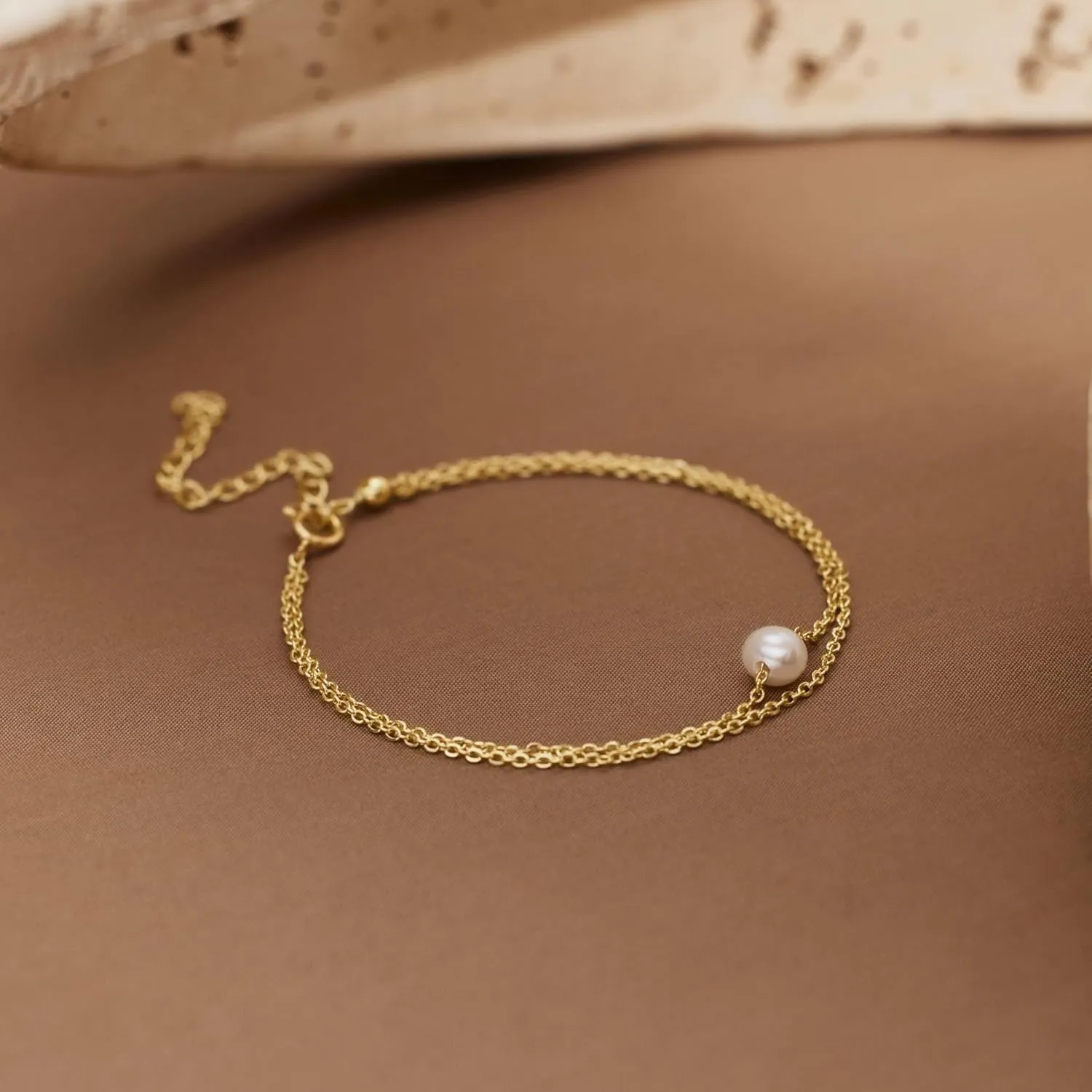 SLOONG Gold Bracelets for Women Trendy, 14K Real Gold Plated Dainty Stackable Pearl Snake Chain CZ Heart Pendant Bracelets, Layered Waterproof Jewelry Gift for Women Adjustable 6" 2"