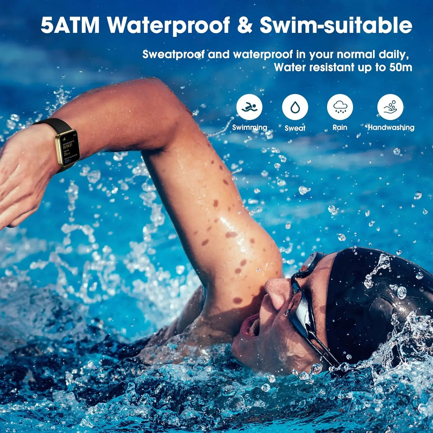 Smart Watch for Women Men, Fitness Tracker Watch with Heart Rate Monitor, Sleep, Blood Oxygen Tracker, 5ATM Waterproof Smartwatch Sports Watch Compatible with Android iOS Phones Step Calories Counter