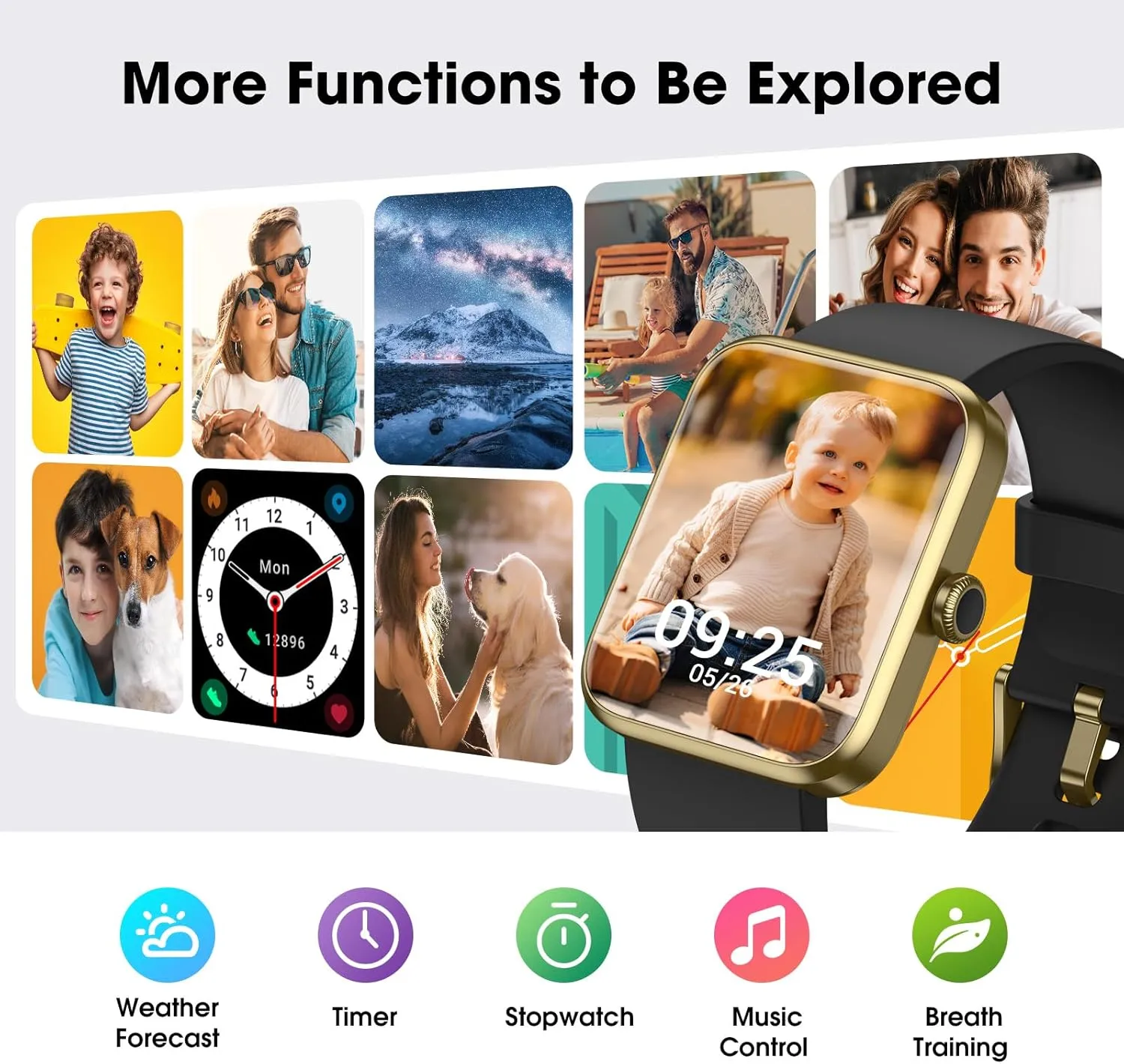 Smart Watch for Women Men, Fitness Tracker Watch with Heart Rate Monitor, Sleep, Blood Oxygen Tracker, 5ATM Waterproof Smartwatch Sports Watch Compatible with Android iOS Phones Step Calories Counter