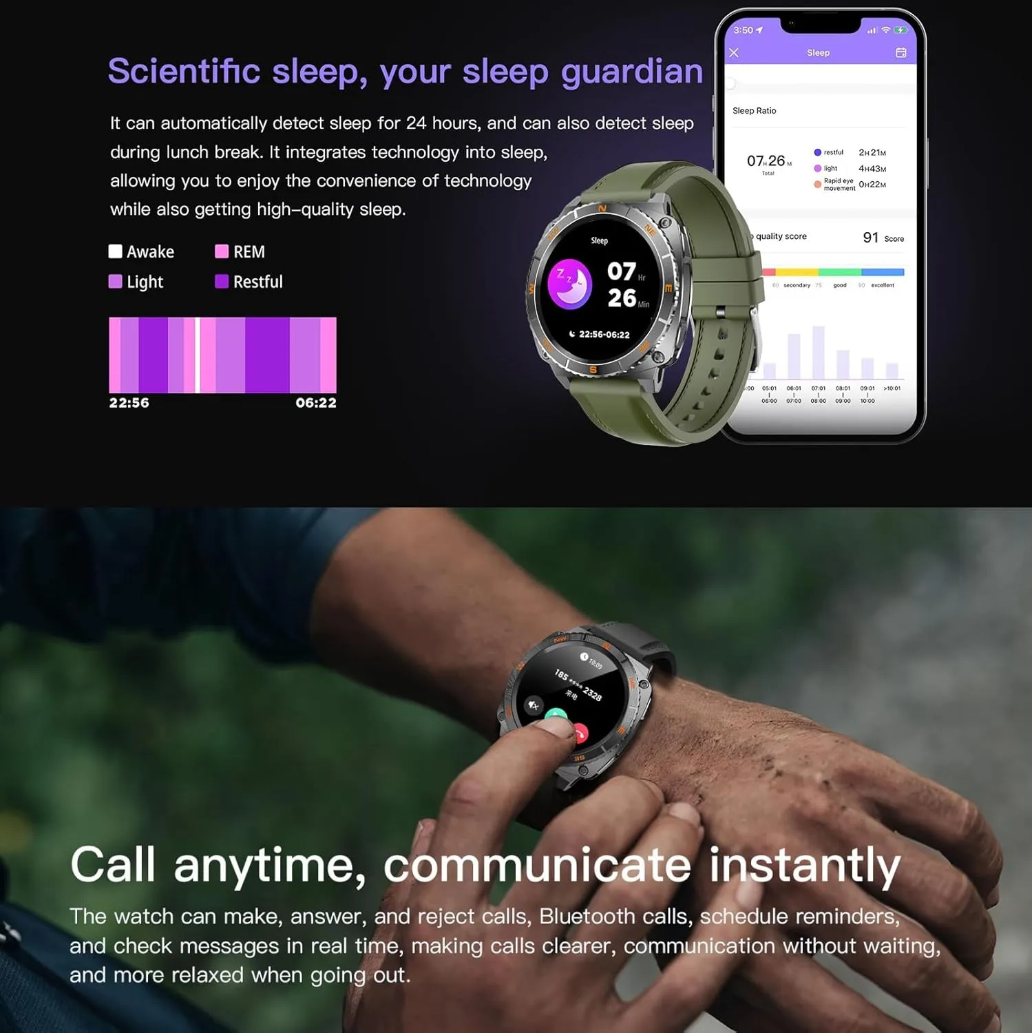 Smart Watches for Men with Rotating Bezel, Bluetooth Call Military Smartwatch Waterproof Tactical Fitness Tracker iOS Android Compatible