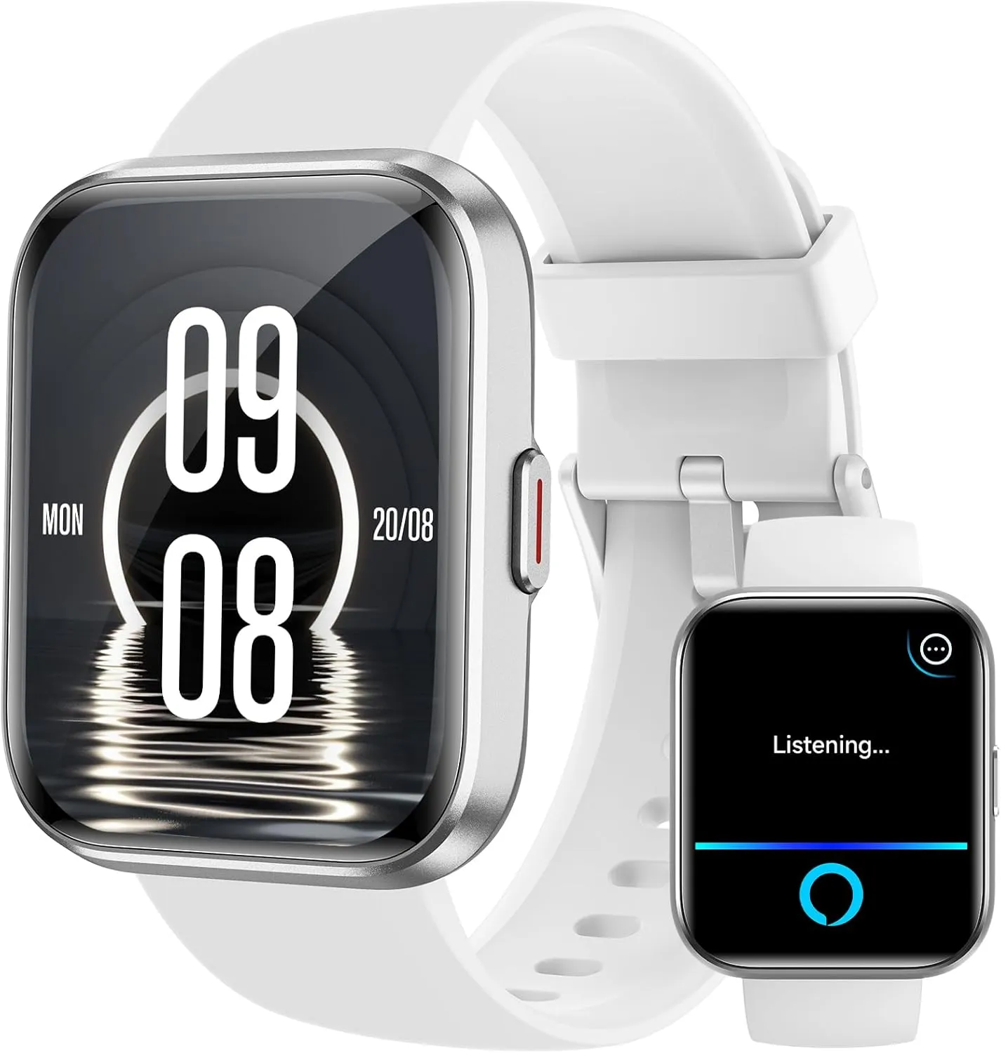 Smart Watches for Women Men Answer/Make Call, 1.8" Alexa Built-in Fitness Tracker, 24H Heart Rate, Blood Oxygen, Sleep, IP68 Waterproof, 100 Sport Mode Smartwatch for Android iOS Phone Gifts, White