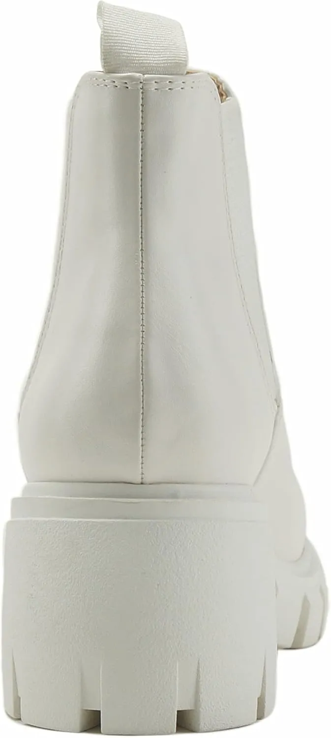 Soda PIONEER ~ Women Lug Sole Mid Heel Chelsea Fashion Ankle Bootie w/Double Elastic Gore