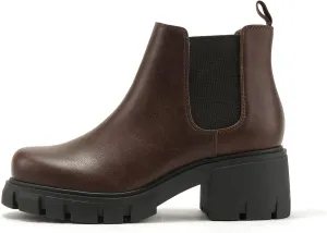 Soda PIONEER ~ Women Lug Sole Mid Heel Chelsea Fashion Ankle Bootie w/Double Elastic Gore