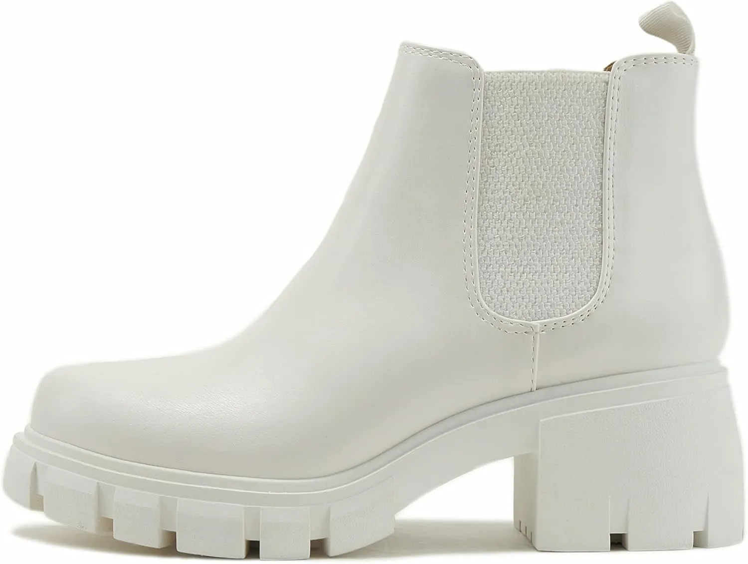 Soda PIONEER ~ Women Lug Sole Mid Heel Chelsea Fashion Ankle Bootie w/Double Elastic Gore