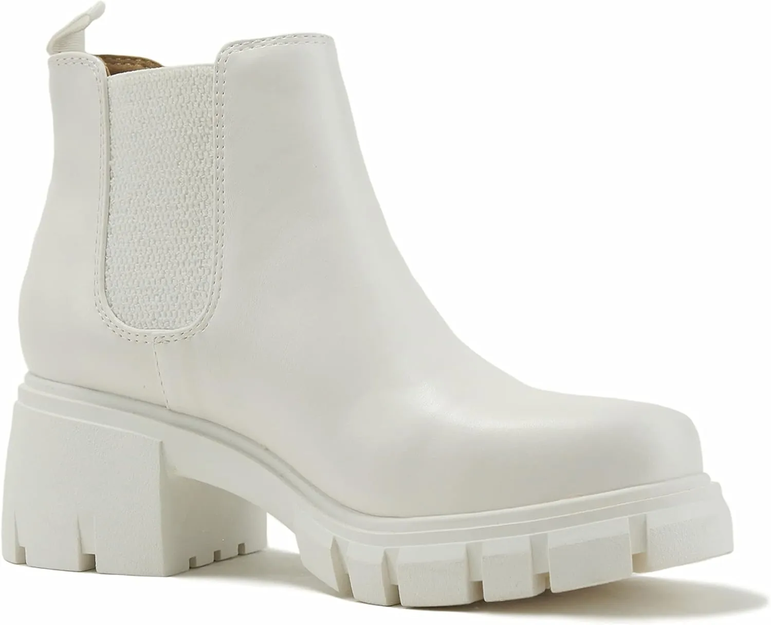 Soda PIONEER ~ Women Lug Sole Mid Heel Chelsea Fashion Ankle Bootie w/Double Elastic Gore