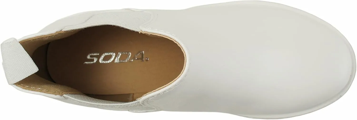 Soda PIONEER ~ Women Lug Sole Mid Heel Chelsea Fashion Ankle Bootie w/Double Elastic Gore