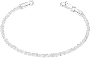 Sparkling/Rope/Box Bracelet for Women Men 2mm 2.5mm 3mm 5mm Diamond-Cut Silver/Gold Sparkling/Box/Rope Chain Bracelet for Gril 6.5/7/7.5/8/8.5/9 Inch