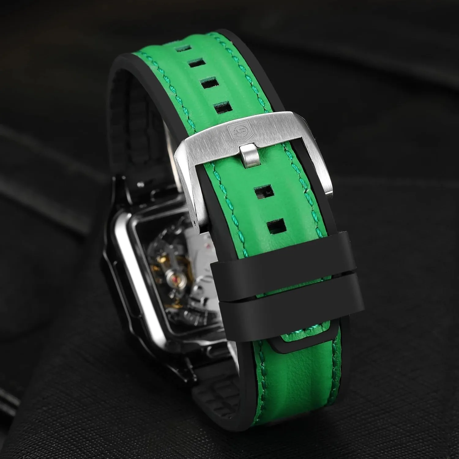 Sports Cool Men's Skeleton Automatic Mechanical Watches Hollow Comfortable Silicone Strap Wristwatch Gifts for Man