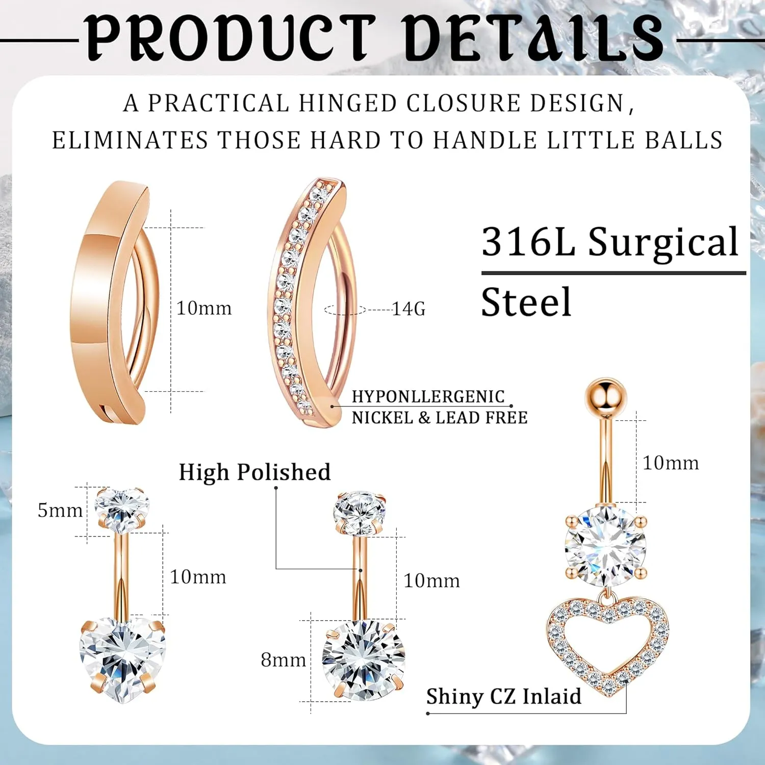 Staligue G23 Titanium Nose Rings Hoops for Sensitive Skin 20g Pure Titanium Hoop Nose Rings for Women Men D-Shaped 12Pcs Thin Nose Hoops Hypoallergenic Half Hoop Nose Piercing Jewelry 6mm/ 8mm /10mm