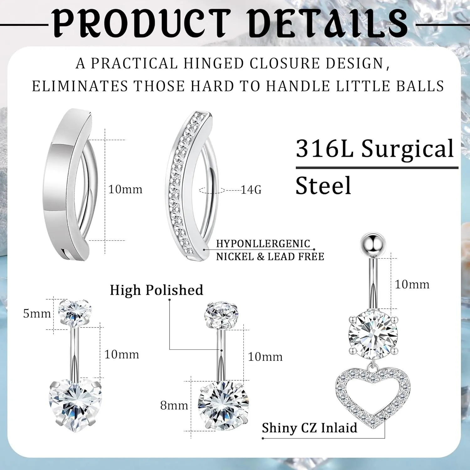 Staligue G23 Titanium Nose Rings Hoops for Sensitive Skin 20g Pure Titanium Hoop Nose Rings for Women Men D-Shaped 12Pcs Thin Nose Hoops Hypoallergenic Half Hoop Nose Piercing Jewelry 6mm/ 8mm /10mm