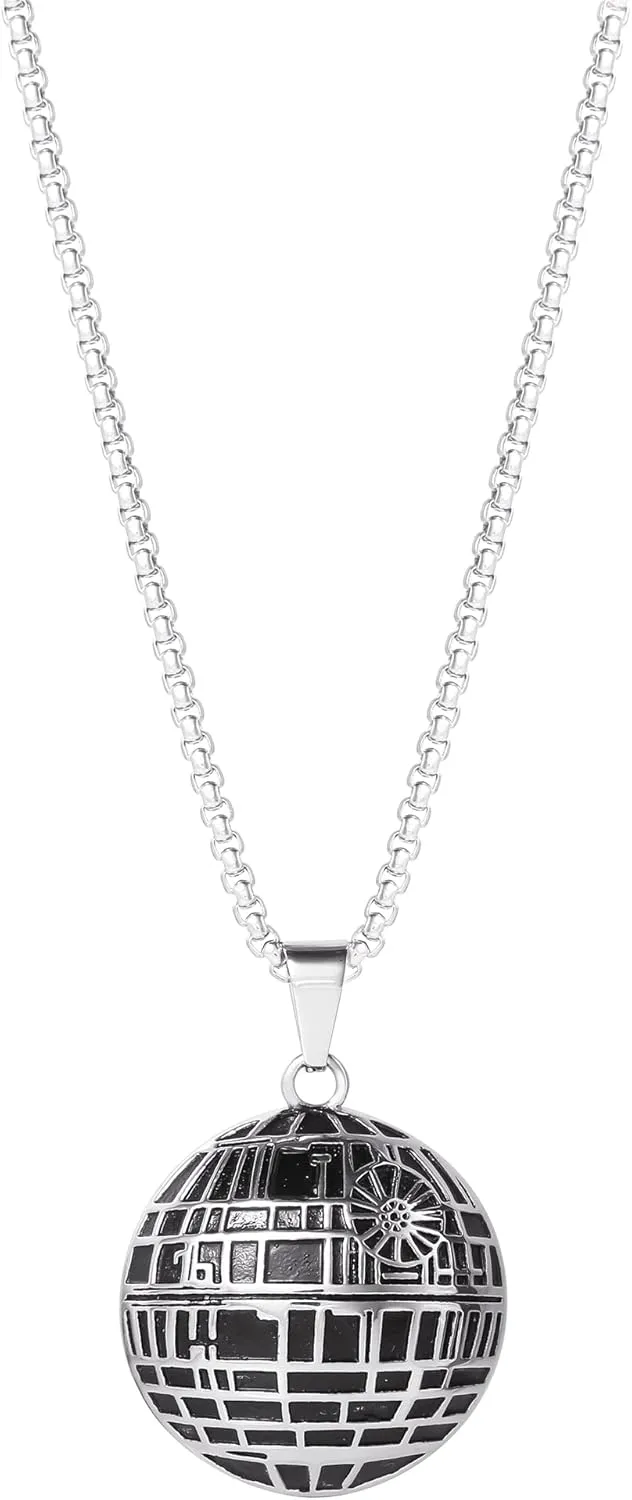 Star Wars Stainless Steel Necklaces for Men, Character Pendant Designs, 22" Box Chain