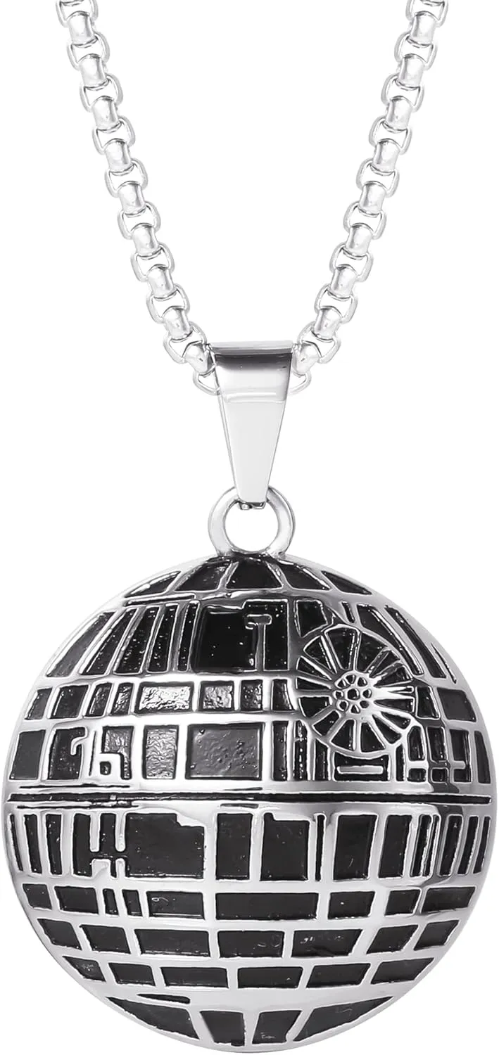 Star Wars Stainless Steel Necklaces for Men, Character Pendant Designs, 22" Box Chain
