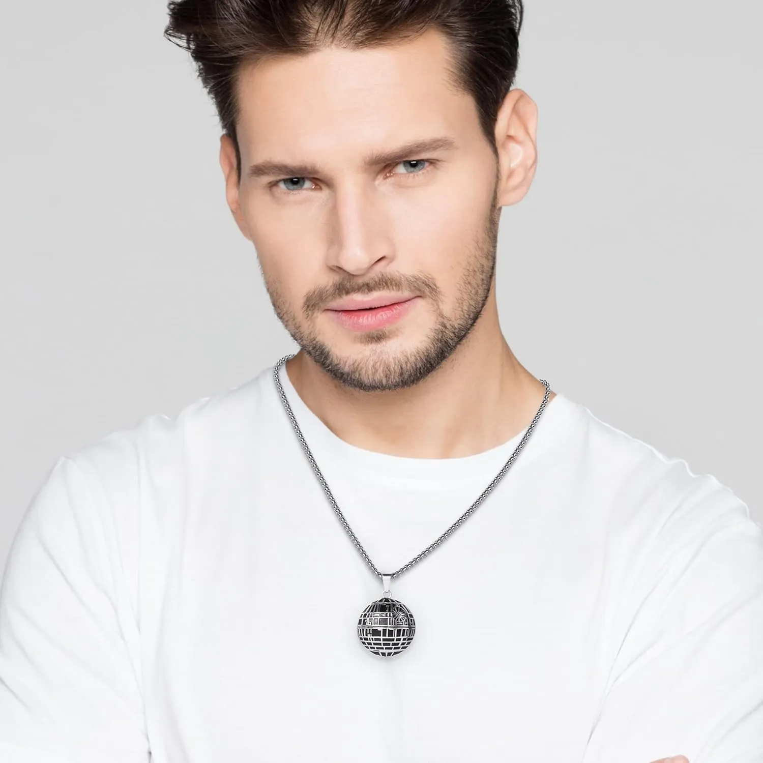 Star Wars Stainless Steel Necklaces for Men, Character Pendant Designs, 22" Box Chain