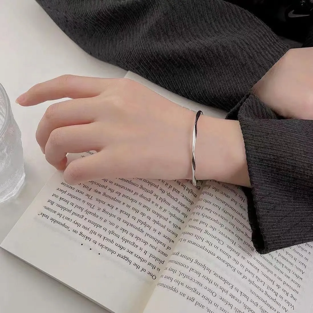 Sterling Silver Bangle Bracelets for Women,Fashion Jewelry Simple Adjustable 925 Silver Cuff Bangles for Women Mom Wife Valentine Mothers Day Gift