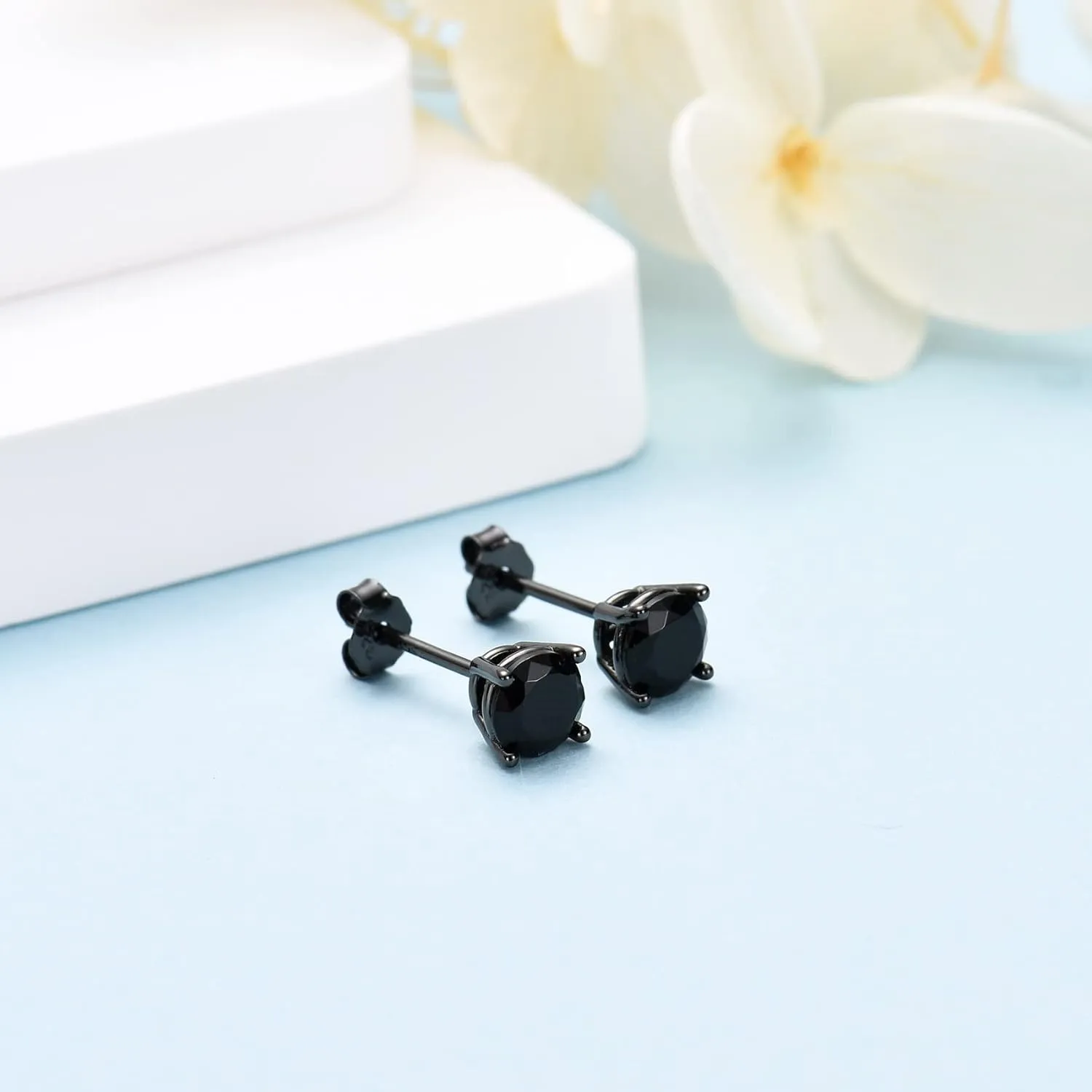 Sterling Silver Stud Earrings for Women- 3 Pairs Tiny CZ Cubic Zirconia Cartilage Earrings Set Small Tragus Earrings