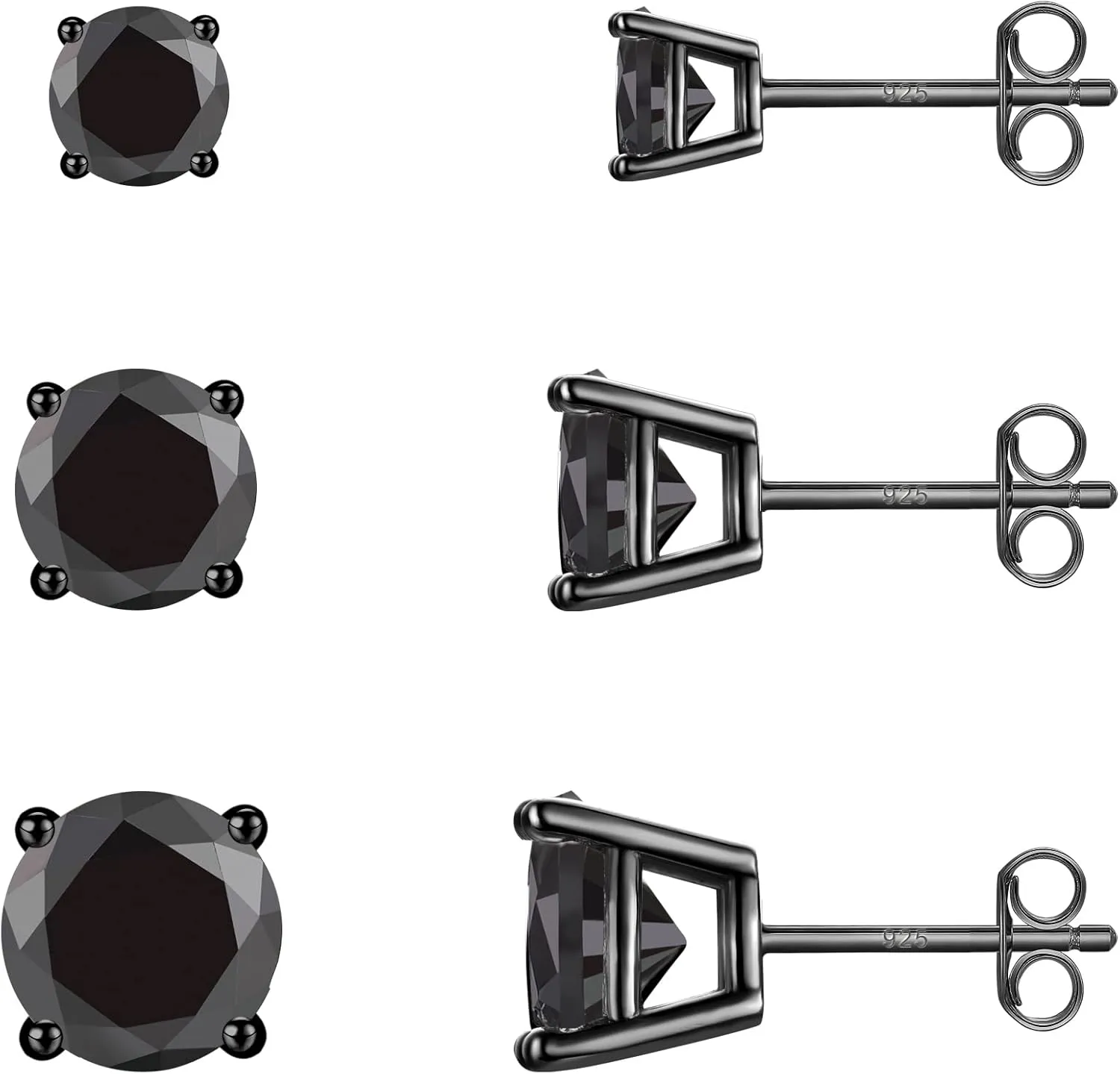 Sterling Silver Stud Earrings for Women- 3 Pairs Tiny CZ Cubic Zirconia Cartilage Earrings Set Small Tragus Earrings